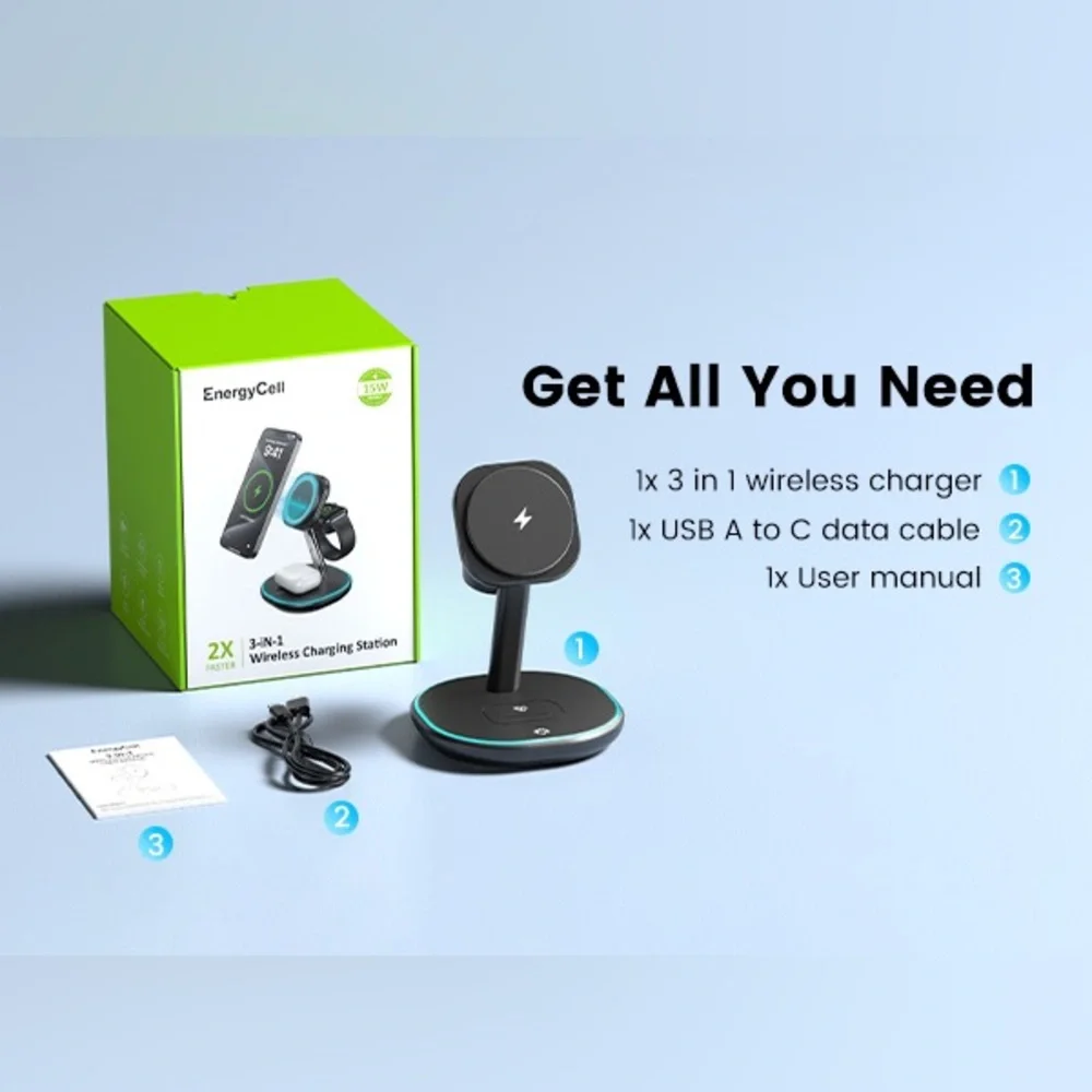 EnergyCell 3-in-1 Wireless Charging Station